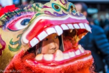 Año del Gallo. desfile de celebracion del año nuevo chino por las calles del barrio de Usera en Madrid